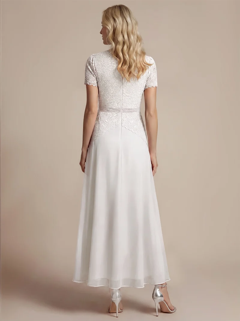 Robe longue à encolure ronde à manches courtes en sequins coupe évasée