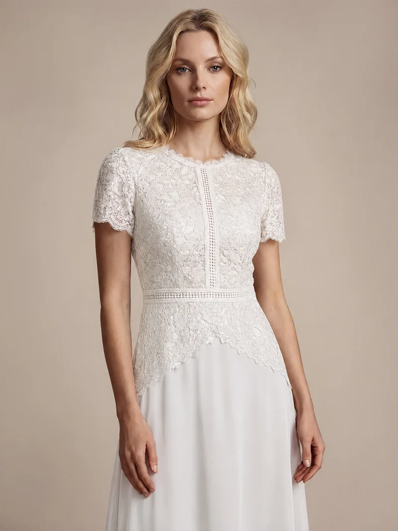 Robe longue à encolure ronde à manches courtes en sequins coupe évasée