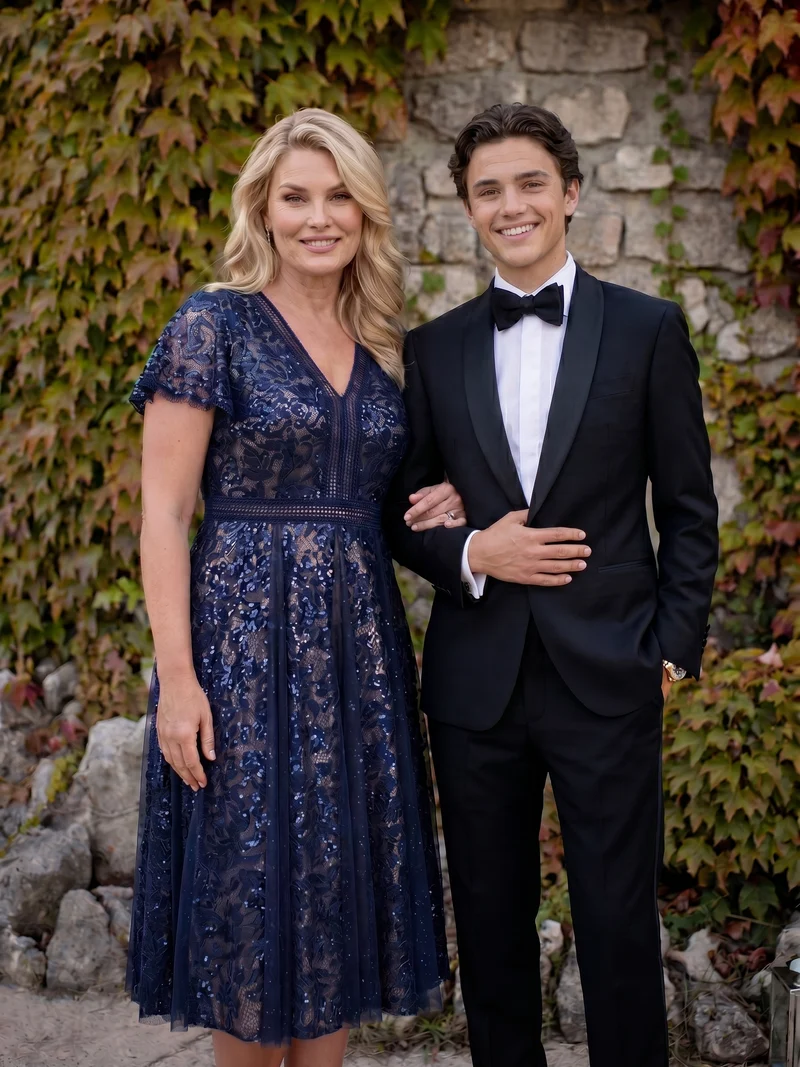 Robe midi évasée en tulle avec manches courtes décolleté en V et volants