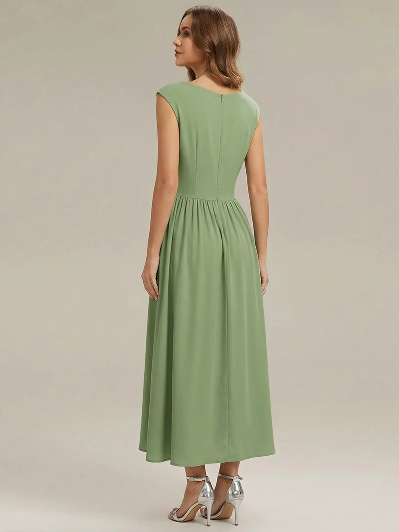 Robe maxi à décolleté en V en jersey extensible avec pois froncés