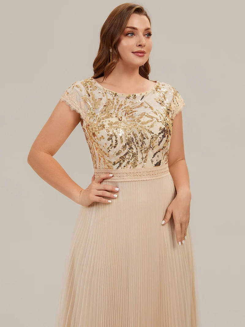 Robe midi sans manches à sequins col rond en A