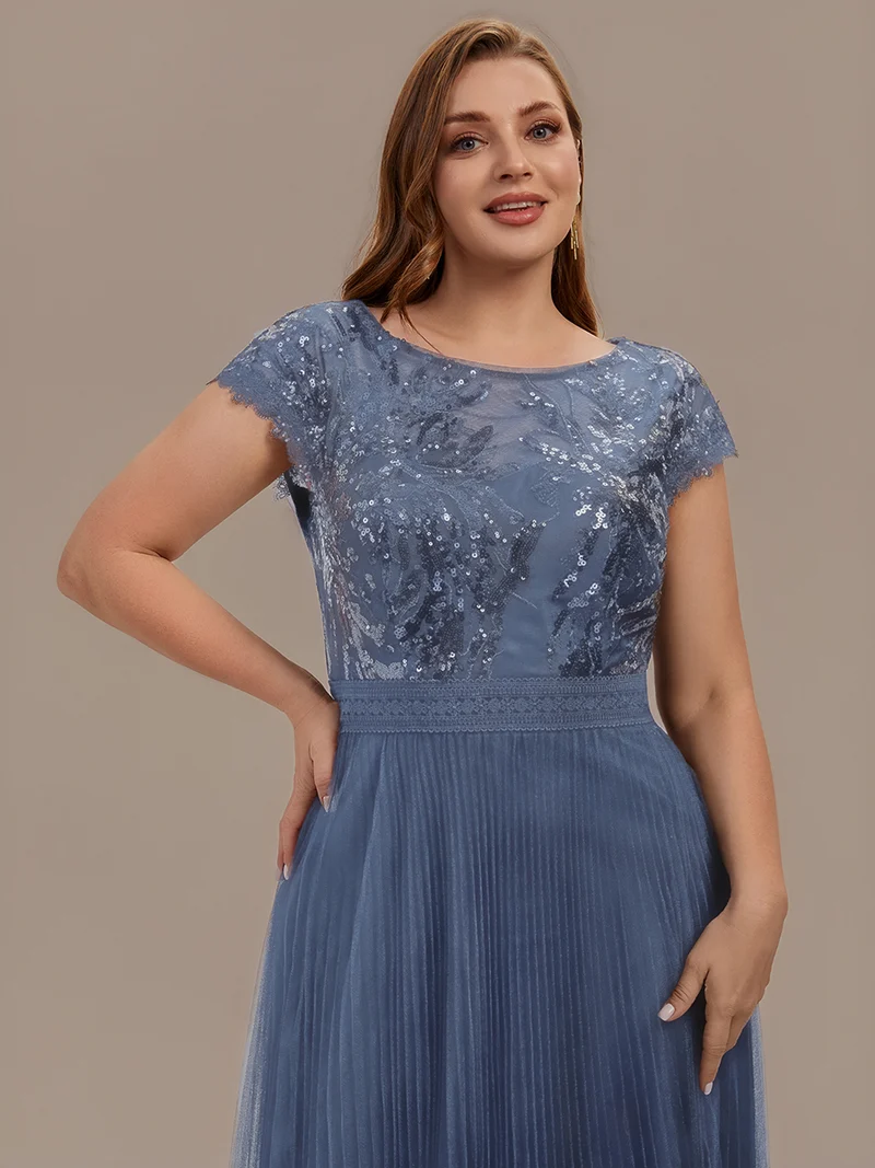 Robe midi sans manches à sequins col rond en A