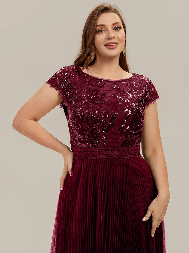 Robe midi sans manches à sequins col rond en A