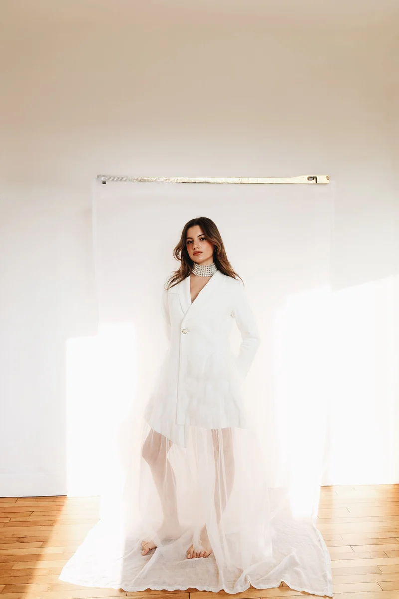 Robe smocking tulle blanc