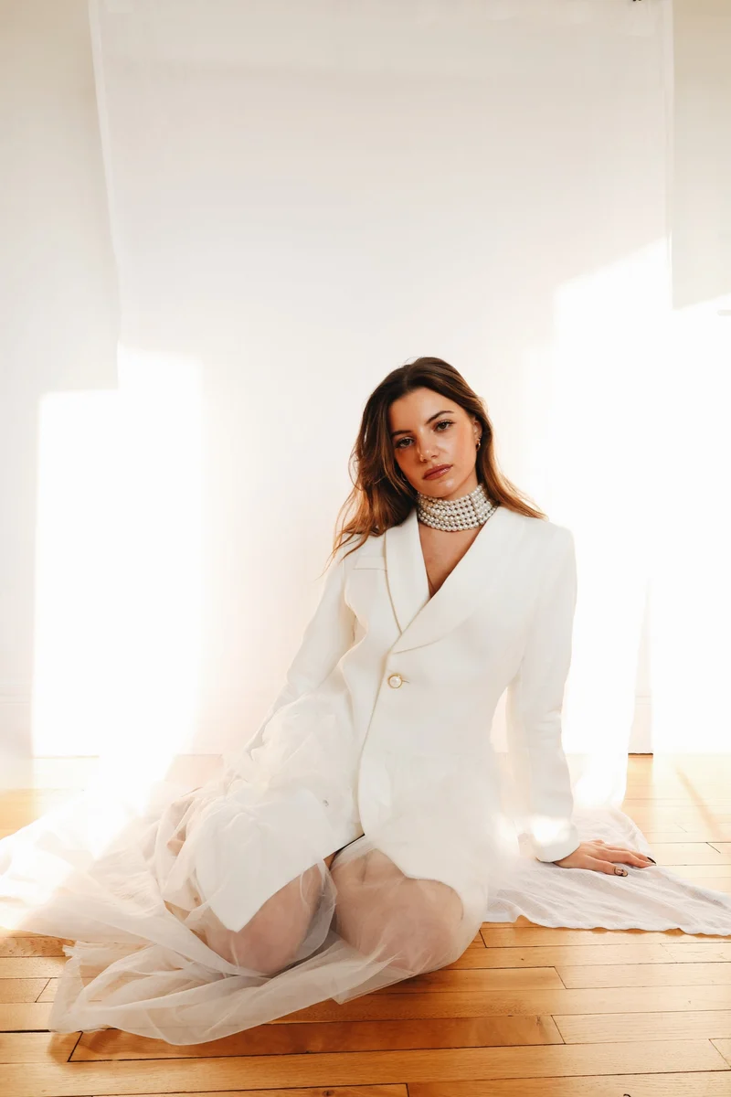 Robe smocking tulle blanc