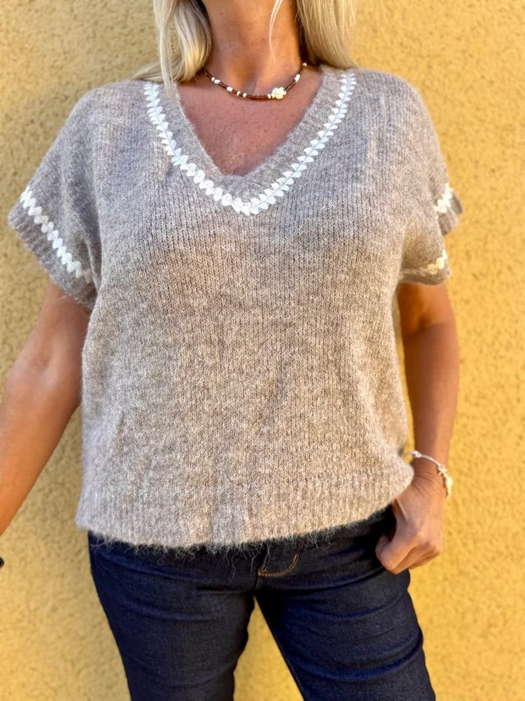 Pull sans manches Emile taupe