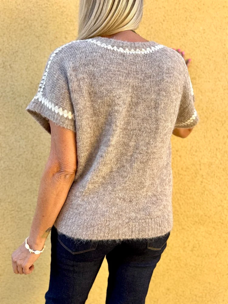 Pull sans manches Emile taupe