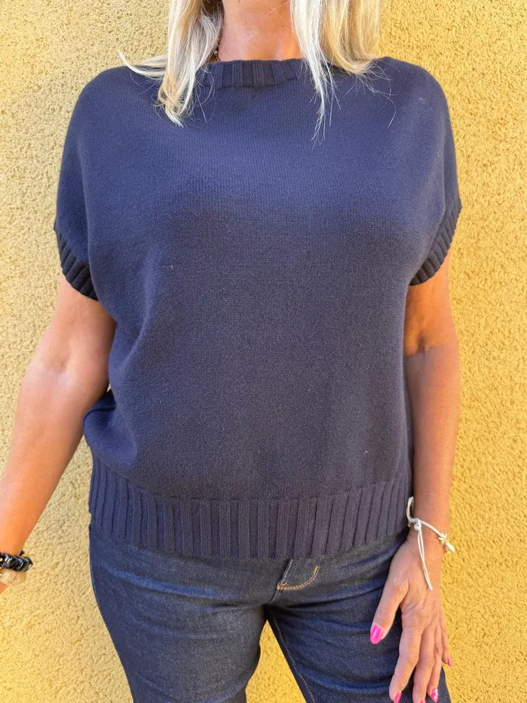 Pull sans manches Paco bleu marine