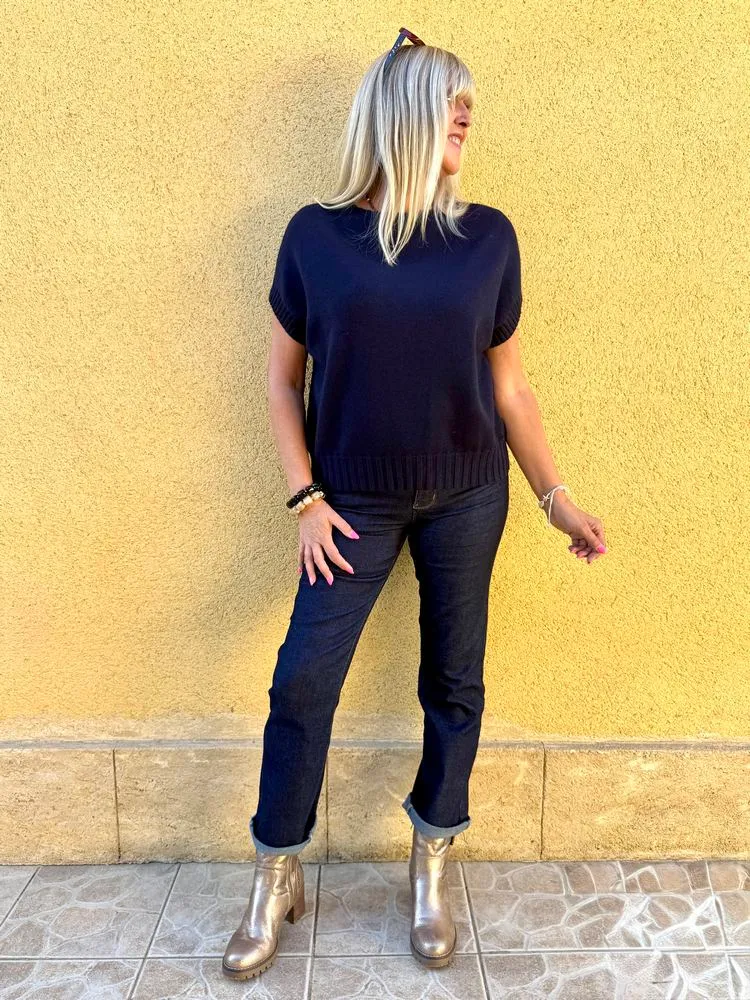 Pull sans manches Paco bleu marine