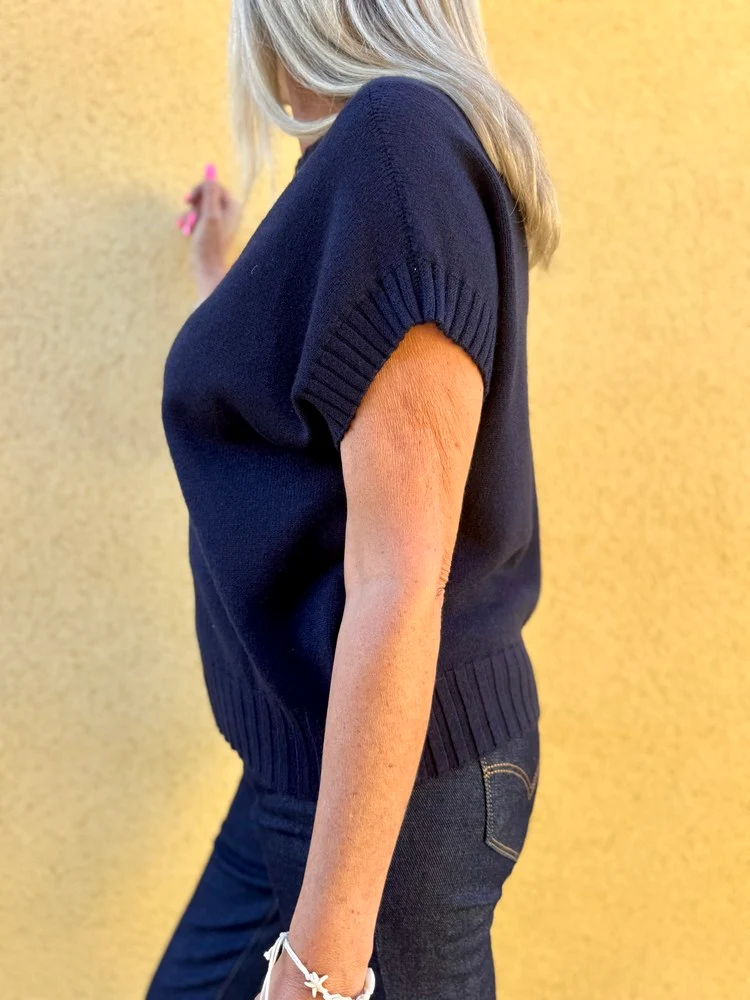 Pull sans manches Paco bleu marine
