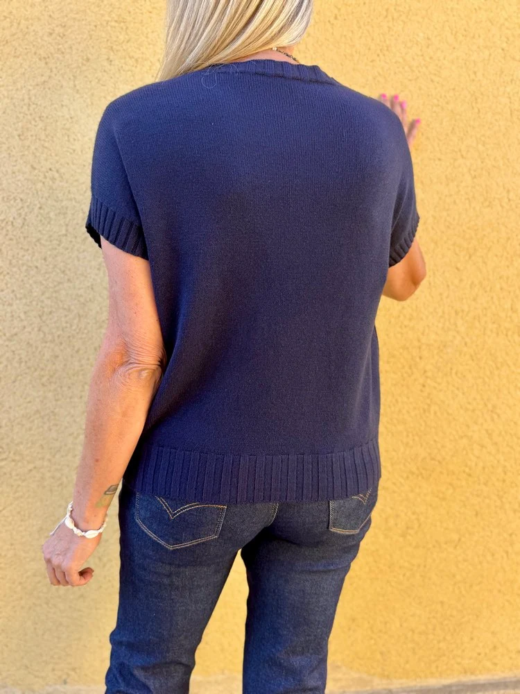 Pull sans manches Paco bleu marine