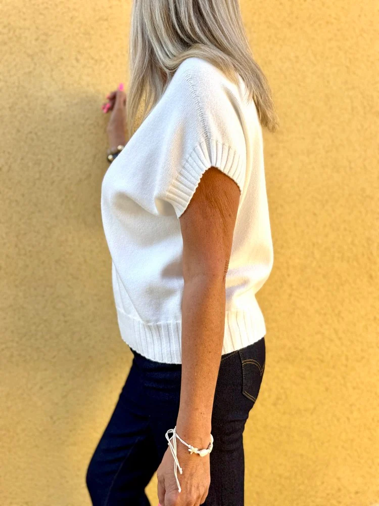 Pull sans manches Paco blanc