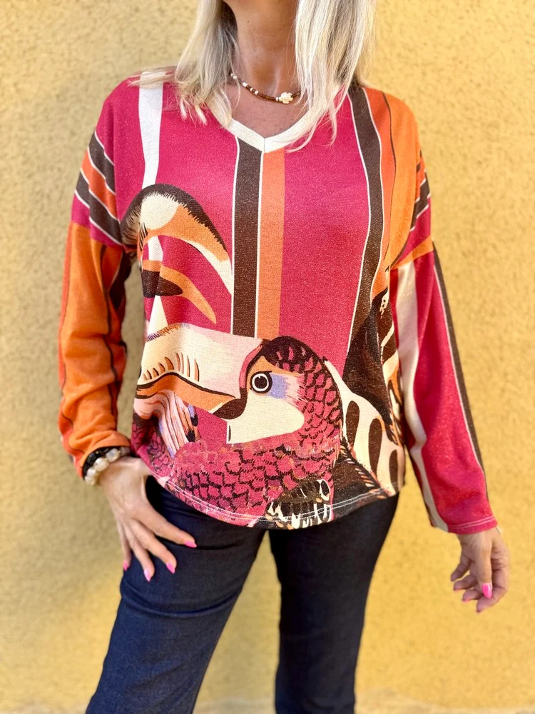 Pull fin brillant Enzo toucan