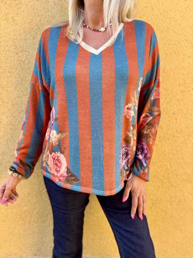 Pull fin brillant Enzo brique