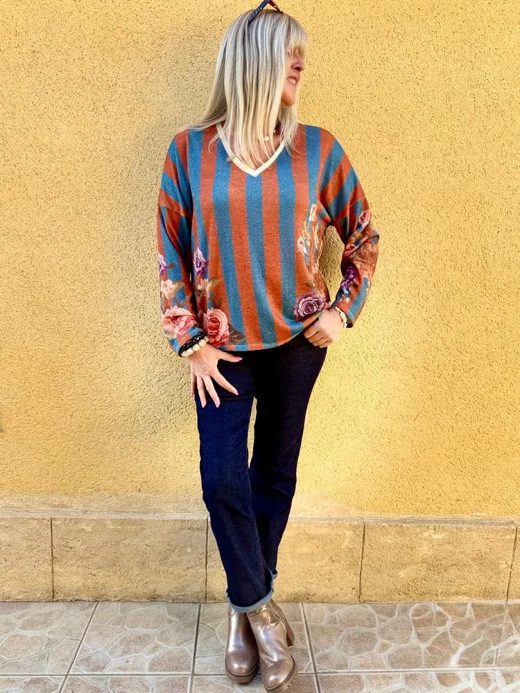 Pull fin brillant Enzo brique