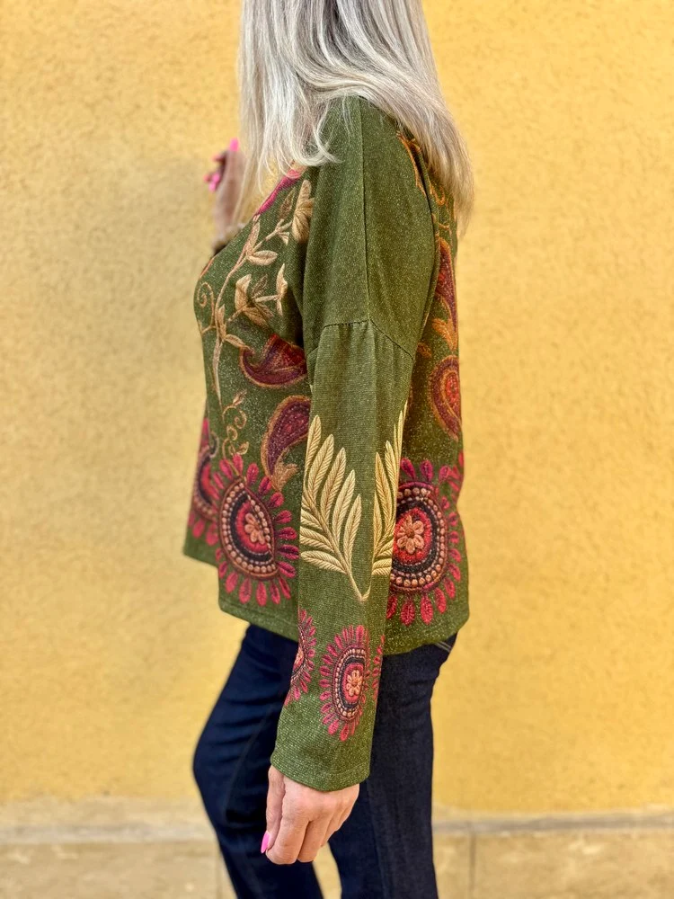 Pull fin brillant Enzo kaki