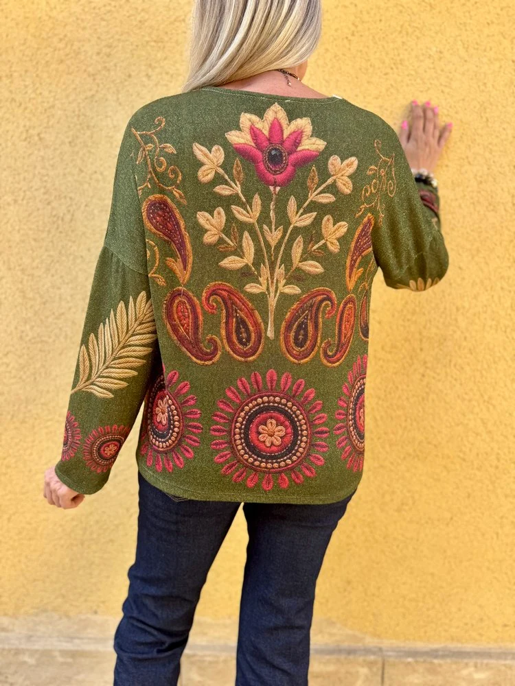 Pull fin brillant Enzo kaki