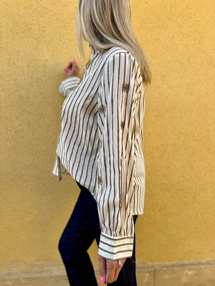 Chemise rayée Margot chocolat