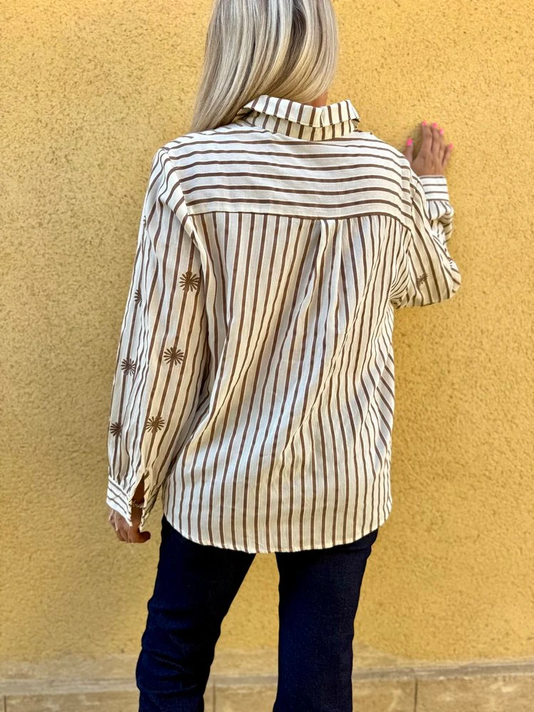 Chemise rayée Margot chocolat