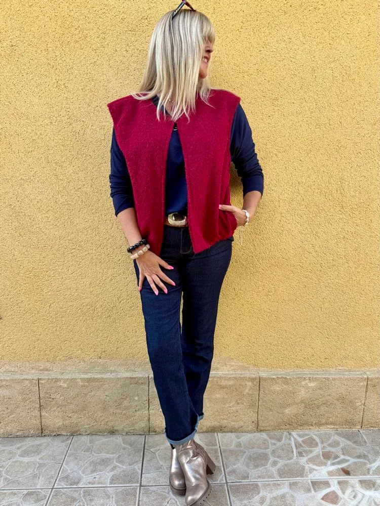 Veste sans manches Alexia bordeaux