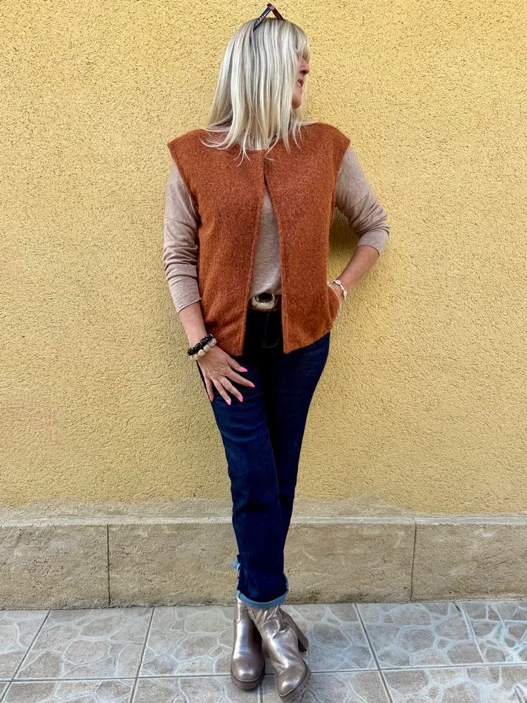 Veste sans manches Alexia brique