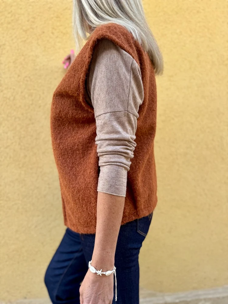 Veste sans manches Alexia brique