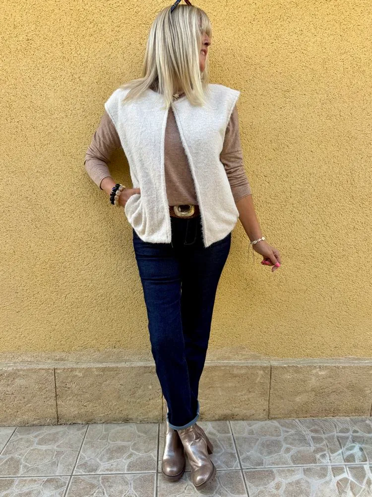 Veste sans manches Alexia crème