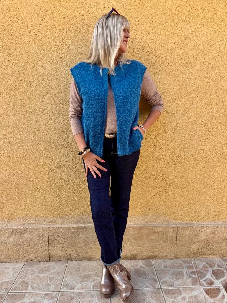 Veste sans manches Alexia bleu canard
