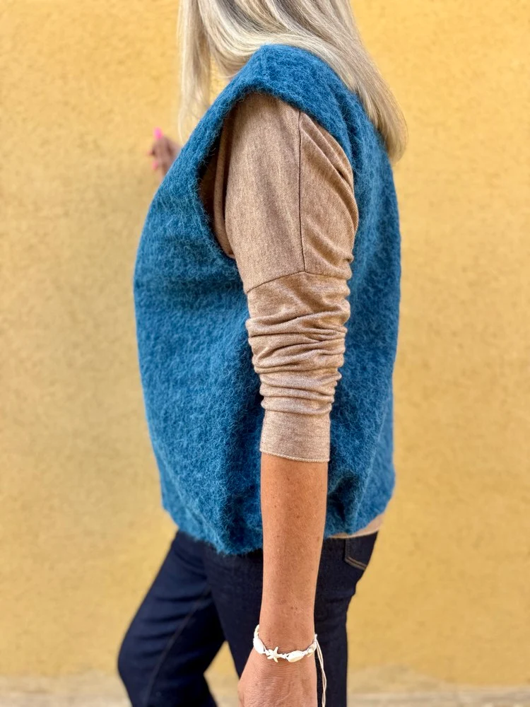 Veste sans manches Alexia bleu canard