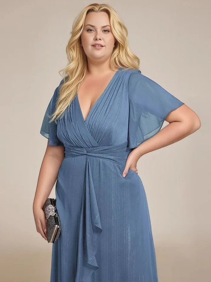 Robe pour invitée au mariage grande taille bleue