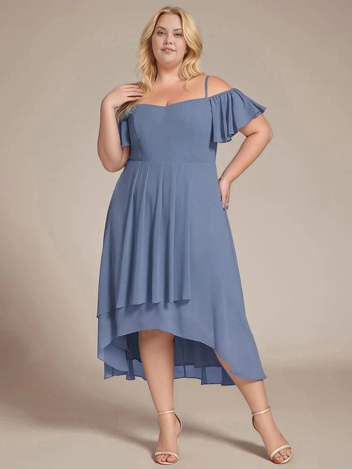 Robe pour invitée au mariage grande taille bleue