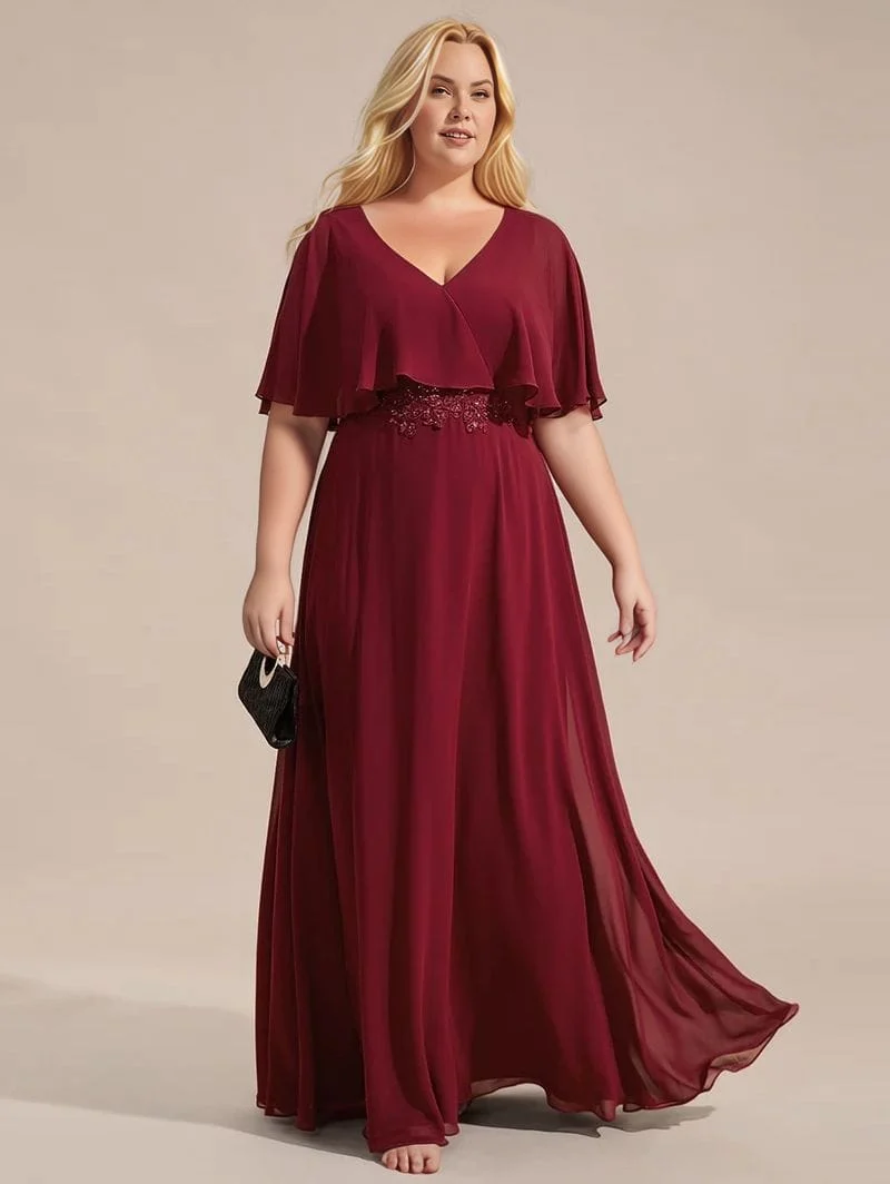Robe de soirée bordeaux longue grande taille