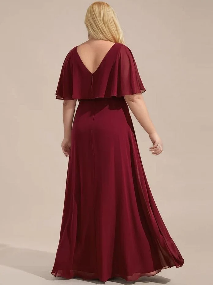 Robe de soirée bordeaux longue grande taille