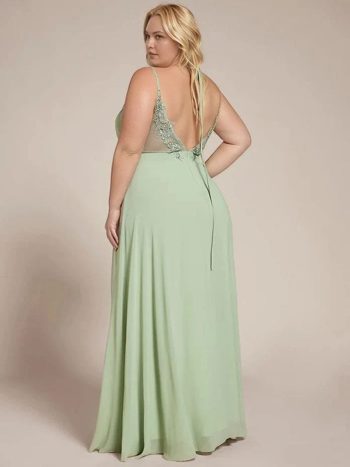 Robe demoiselle d'honneur verte longue grande taille