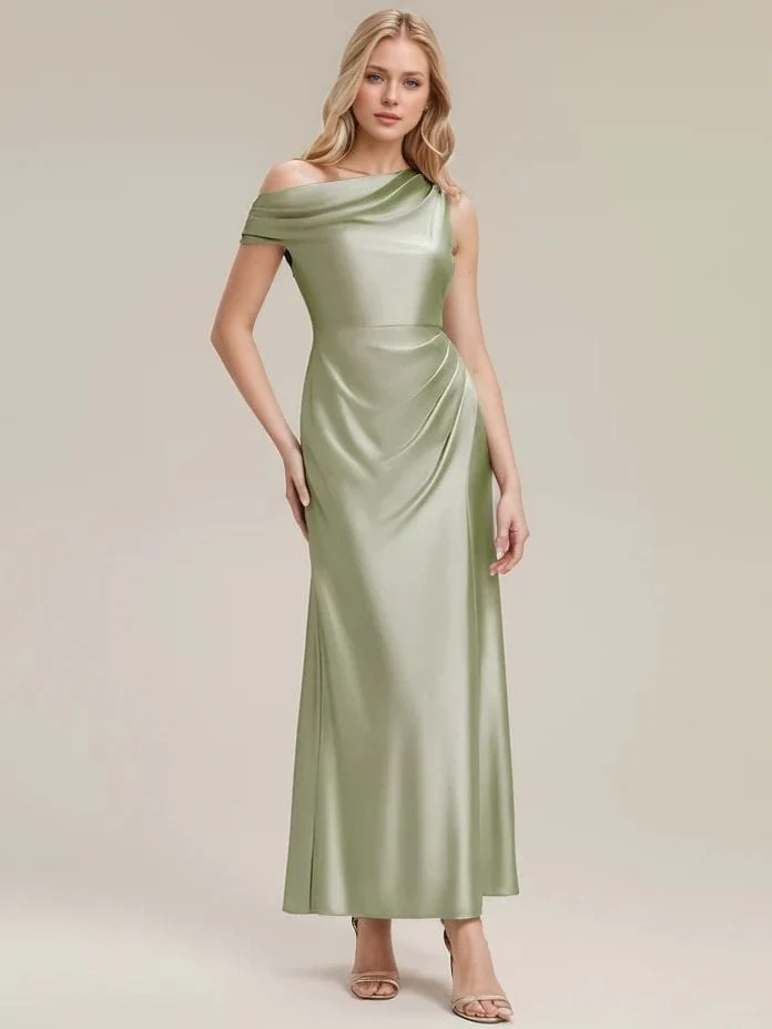 Robe demoiselles d'honneur vert sauge avec fente
