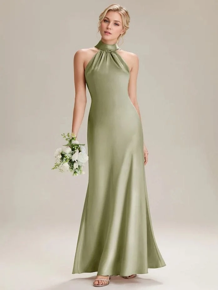 Robe verte longue pour soirée de mariage