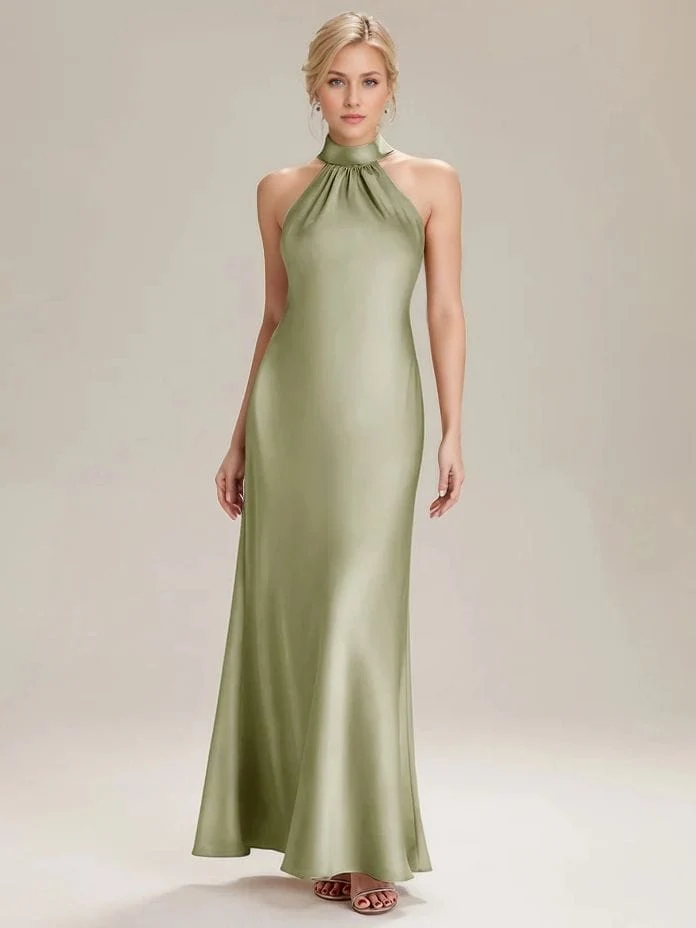 Robe verte longue pour soirée de mariage