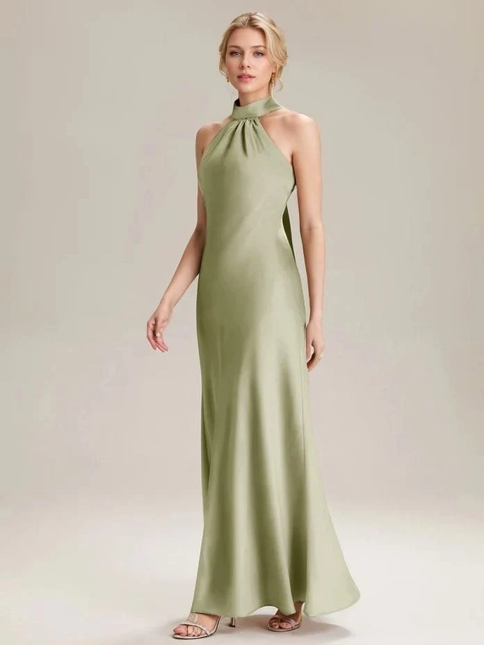 Robe verte longue pour soirée de mariage