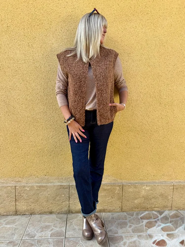 Veste sans manches Alexia caramel