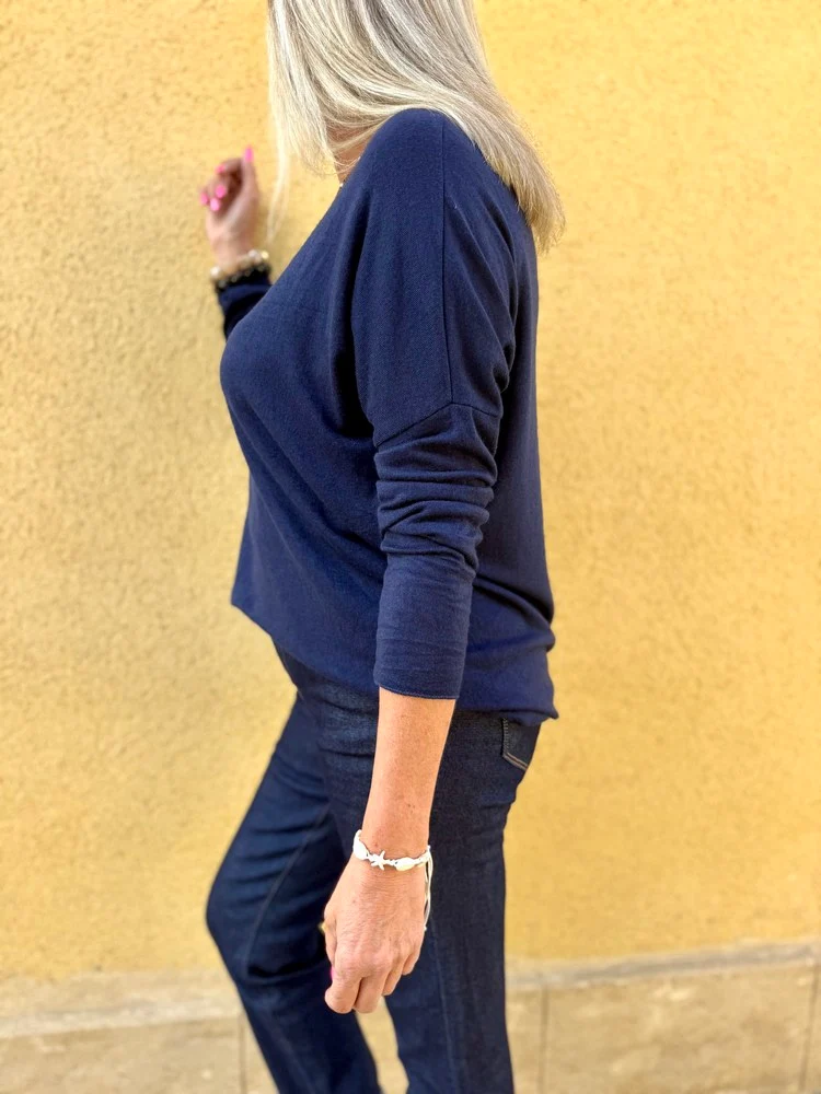 Pull fin Iconic bleu marine