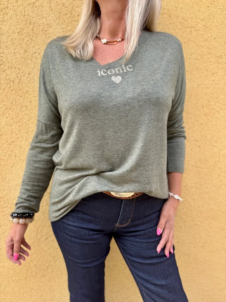 Pull fin Iconic kaki