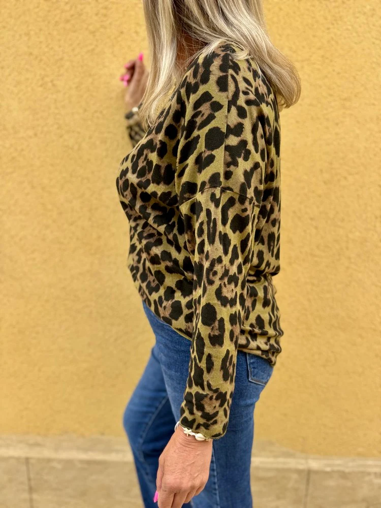 Pull fin Dario Iconic vert olive
