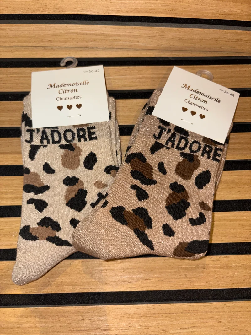 Chaussettes léopard « J’adore »