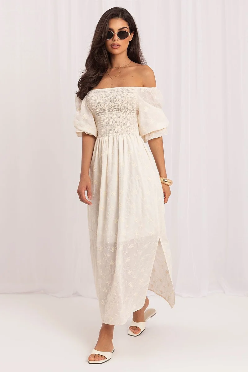 Robe longue boho épaules dénudées