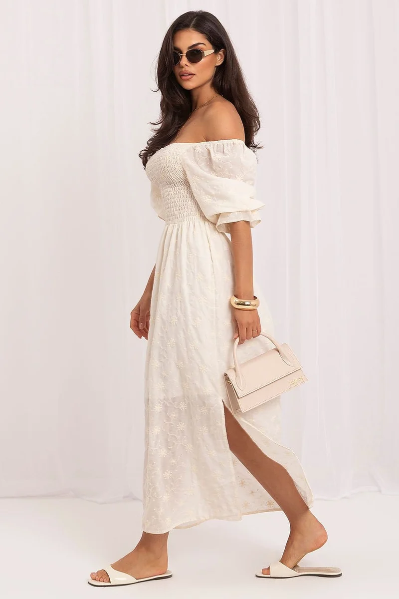Robe longue boho épaules dénudées