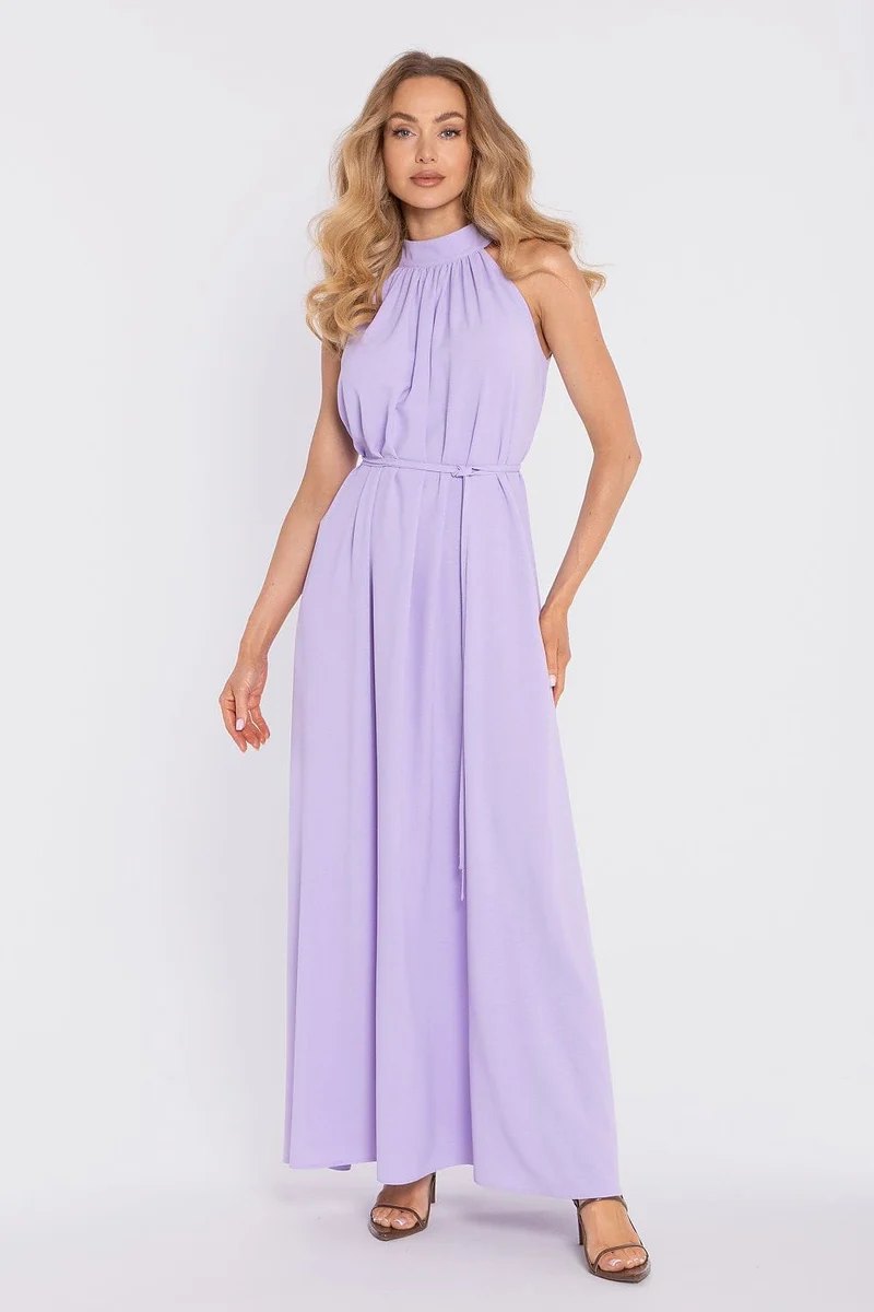 Robe longue lilas sans manches élégante