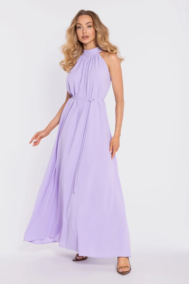 Robe longue lilas sans manches élégante