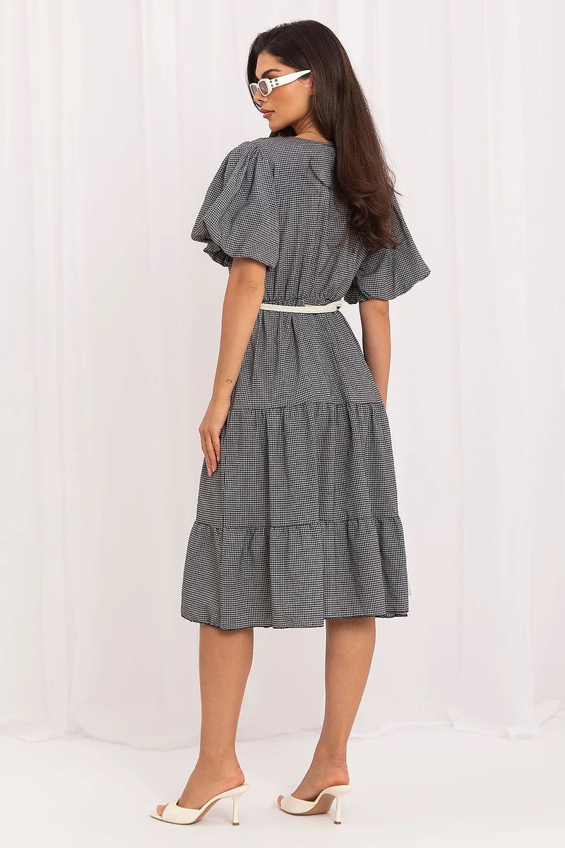 Robe été champêtre noire manches courtes