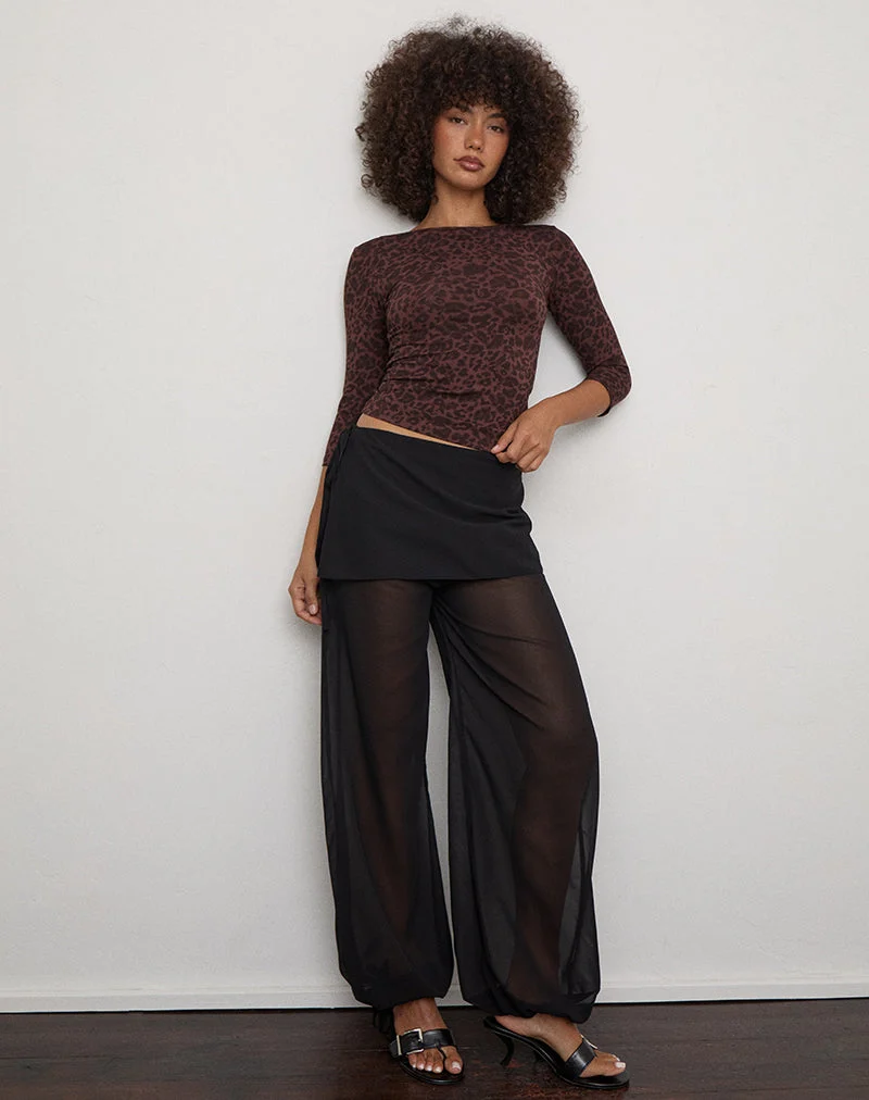 Pantalon Suteman avec jupe superposée en mousseline noire