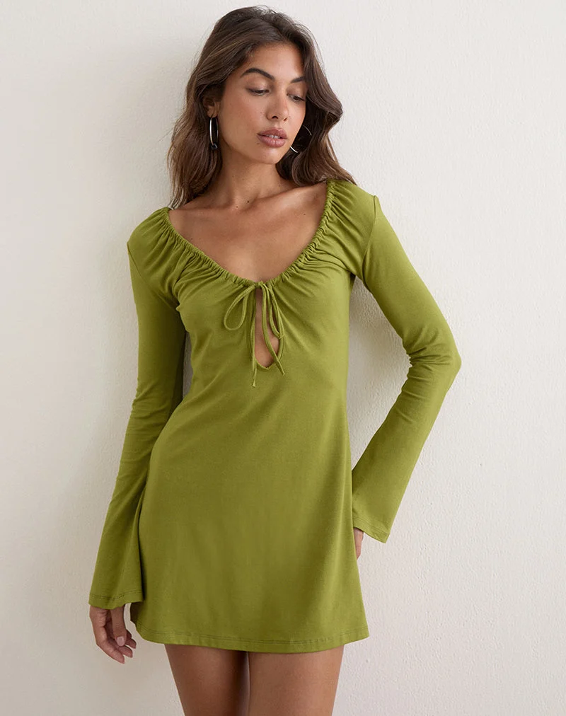 Mini-robe à manches longues Pelagia, vert mousse